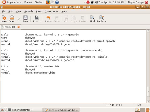 GRUB menu