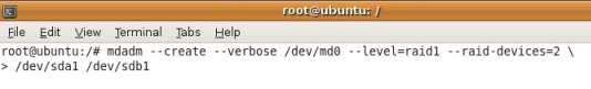 mdadm example