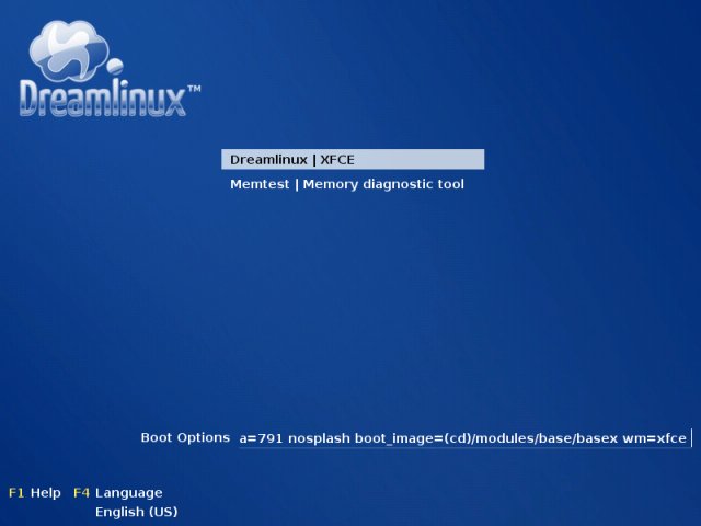 Dreamlinux boot screen