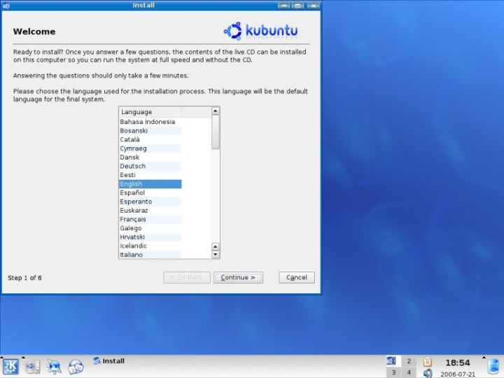 Kubuntu language options