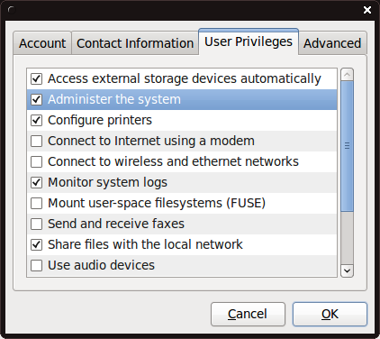 User privileges
