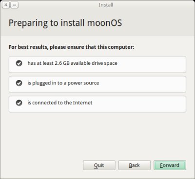 Begin installation