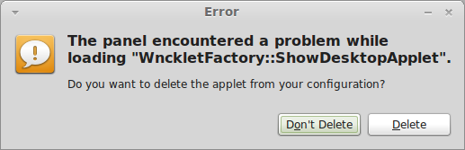 Panel error
